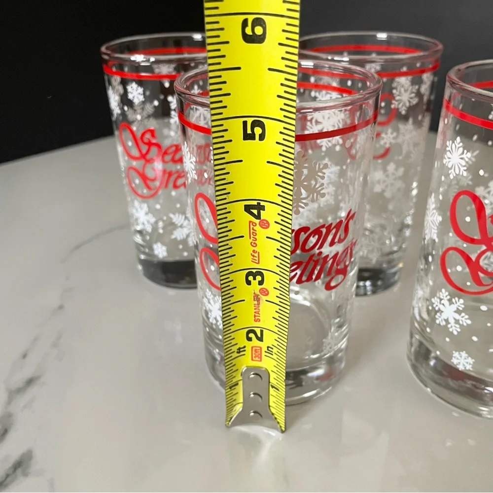 SET of 5 Season's Greetings Snowflake Glasses by Libbey